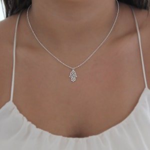 Silver Hamsa Necklace · Hamsa Jewelry · Good Luck Charm · Charm Necklace · Lucky Necklace · Delicate Necklace