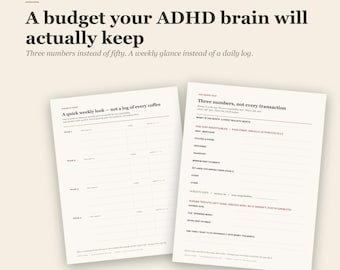 ADHD Budget Tracker Printable, Low-Friction Money Planner with Sinking Funds, Weekly Spending & Impulse Pause - A4 + US Letter PDF