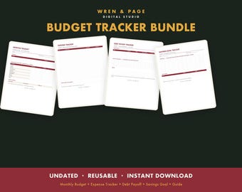Paycheck Budget Planner Bundle, Biweekly Budget by Paycheck with Expense Tracker, Savings Goals & Debt Payoff - A4 + US Letter PDF