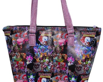 Killer klowns vinyl fabric Halloween purse  tote handbag