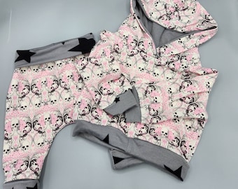 Regent skulls in pink and gray2 piece new born pants and sweater set