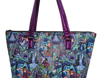 Burton inspired  mash up  Halloween purse  tote handbag