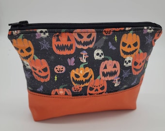 Jack o Lantern pumpkin makeup bag