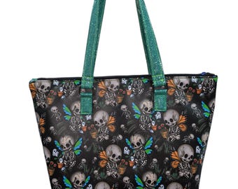 Skellington butterflies Halloween purse  tote handbag