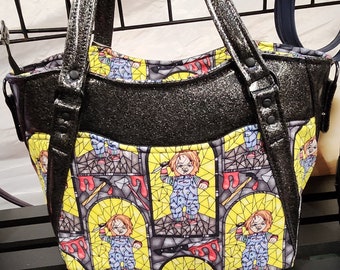 Chucky stainglass fabric Halloween purse  tote handbag