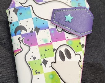 Coffin shaped neon ghost vinly folding wallet