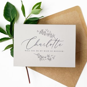 Cartão de proposta de madrinha de casamento botânico, você será meu cartão de madrinha de casamento, proposta de madrinha de casamento