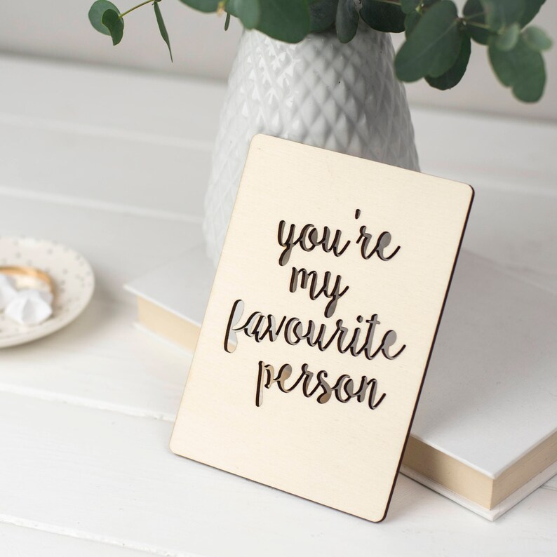 You're My Favourite Person Wooden Card 5th Anniversary - Etsy
