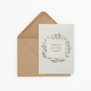 Hello Little Lady Card, New Baby Girl Card, Carte pour nouveau bébé, baby girl, carte de félicitations