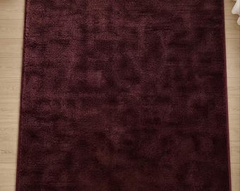 Lussuoso tappeto bordeaux in peluche – Tappeto moderno, morbido e antiscivolo per soggiorno, camera da letto e arredamento per la casa.