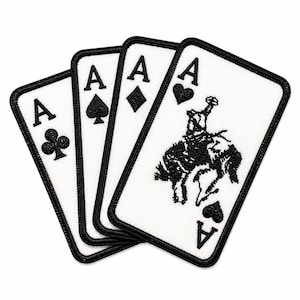 Cowboy Playing Card Patch, Rodeo Embroidery, Western Ace Applique, Biker Jacket Accessory