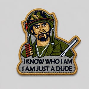 Patch de moral militar, patch bordado "Eu sei quem eu sou", patch engraçado do exército, patch tático termocolante, patch para jaqueta, mochila ou boné.