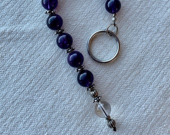 One Decade Amethyst, Crystal, and Silver Rosary Paternoster