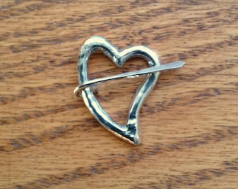 Sterling Silver Medieval Heart Brooch