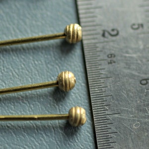 Small Yellow Brass Veil Pins with Spiral Wire Heads image 3