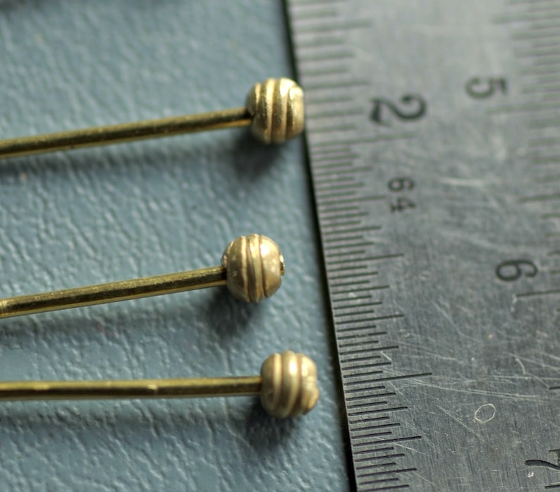 Small Yellow Brass Veil Pins With Spiral Wire Heads Etsy