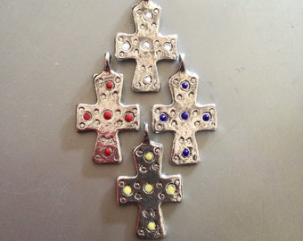 Early Medieval Sterling Silver Cross With Enamel Decorations