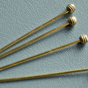 Small Yellow Brass Veil Pins with Spiral Wire Heads image 2