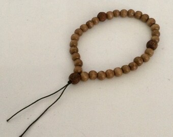 Three Decade Wood and Rosewood Beads Rosary On a Black Cord, Paternoster