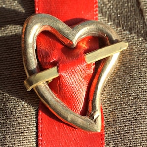 Cast Golden Bronze Medieval Heart Brooch