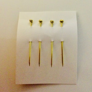 Small Yellow Brass Veil Pins with Spiral Wire Heads