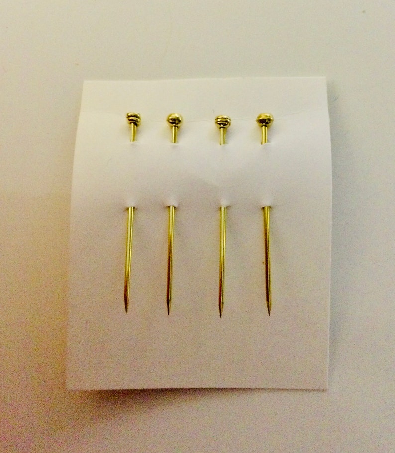 Small Yellow Brass Veil Pins with Spiral Wire Heads image 1