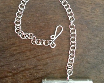 Silver Needle Case with Wiggle Work Bands on a Chain