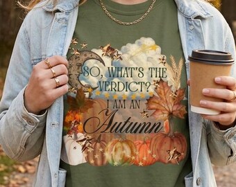 Autumn T-Shirt, Watercolor Pumpkins Leaves, Garment-Dyed Cotton Tee