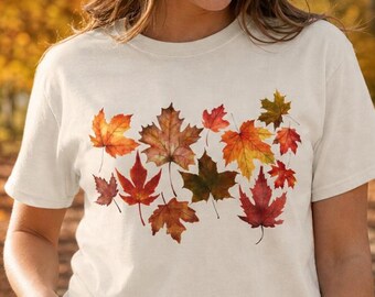 Autumn Maple Leaves T-shirt | Fall Leaf Cluster Tee