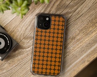 Autumn Retro Orange Polka Dot Phone Case | Clear Impact Case