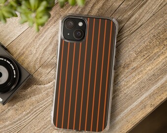 Autumn Aesthetic Orange Pinstripe Phone Case | Clear Impact Case