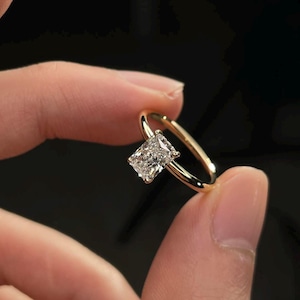 14K Gold Ring Cushion Cut Engagement Ring, Lab Grown Diamond Ring, Solitaire Bridal Ring,, Minimalist Promise Ring, Anniversary Gift