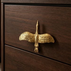 Solid Brass Goose Cabinet Handle, Goose Drawer Pull, Bird Furniture Hardware, Kids Cabinet Knob, Farmhouse Cabinet Pull, Nature Decor Gift