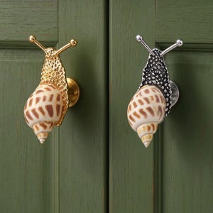 Snail Shell Cabinet Pull, Antique Silver Gold Drawer Handle, Coastal Animal Furniture Hardware, Whimsical Cabinet Pull, Housewarming Gift