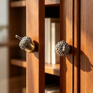 Solid Brass Pine Cone Cabinet Pull, Rustic Copper Drawer Handle, Pinecone Door Pull, Nature Inspired Kids Furniture Hardware, Nursery Decor
