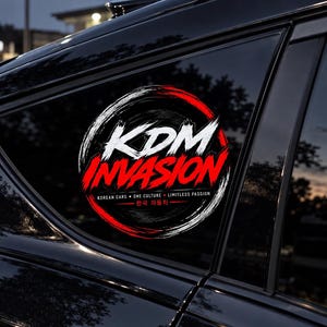 KDM Invasion Car Decal | Korean Car Culture Vinyl Sticker (2 Pack)