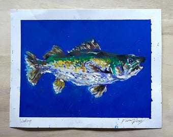 Walleye Original Oil Pastel Painting