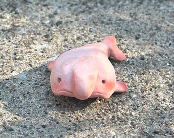 Blobfish Desk Buddy Funny Sea Creature Mini Polymer Clay Figure