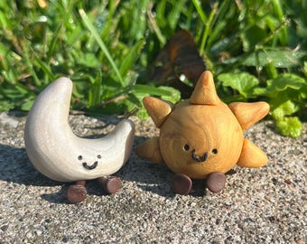 Sun and Moon Polymer Clay Desk Buddy Figure