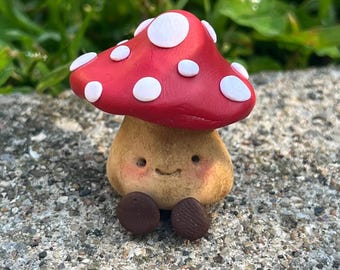 Handmade Polymer Clay Mushroom Desk Buddy