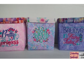 Princess Fairytale Castle Fabric Bin Girl/'s Personalized Bedroom Baby Nursery Organizer for Toys or Clothing FB0019