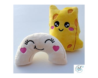 Macaroni 'n Cheese Plushie Set, Embroidered Food Stuffie
