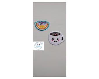 Smiling Coffee Mug & Otter Embroidered Patch – Fun Sew-On Applique