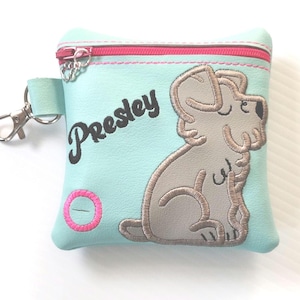 Personalized Embroidered Doggie Doody Bag Carrier, Dog Poop Pickup Bag Holder Embroidered Fully Constructed by me from Marine Vinyl!