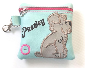 Personalized Embroidered Dog Poop Bag Holder, Marine Vinyl, Includes One Roll