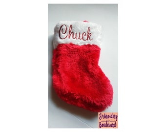 Personalized Mini Gift Card Stocking, Mini Stocking Red or Blue, Tiny Christmas Stocking, Monogrammed X-mas Stocking