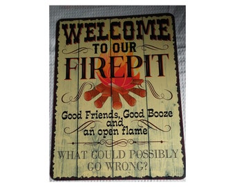 Humorous Fire Pit Aluminum Sign, Risque Campground Decor