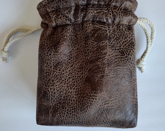 Faux Leather Ammo Bag, Lined Drawstring Pouch, Custom Personalization Available