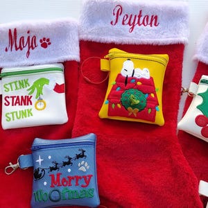 Personalized Machine Embroidered Red Plush Christmas Stocking for your Pet, Dog X-mas Stocking, Cat X-mas Stocking, Dog Poo Bag Holder