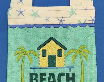 Embroidered Mini Quilt Wall Hangings | Tropical Home Decor | "Beach House Rules" | 5.5" x8.5" Inches
